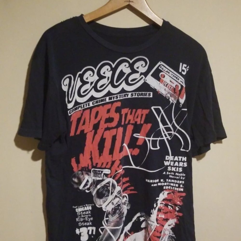 Veece Killer Tapes Crime Mysteries Black T-Shirt Size L